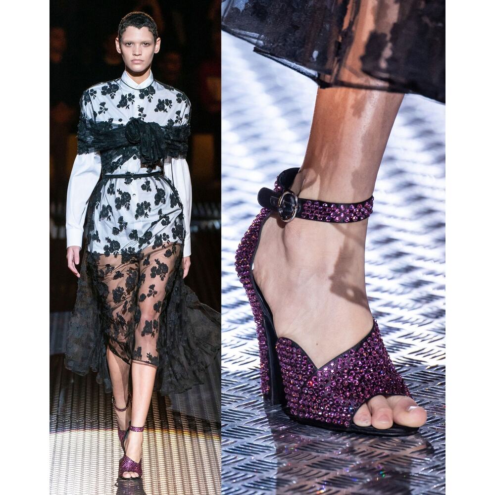 Prada Pink Swarovski Crystal Block Heels Fall 2019 Size 37 - Picture 2 of 9